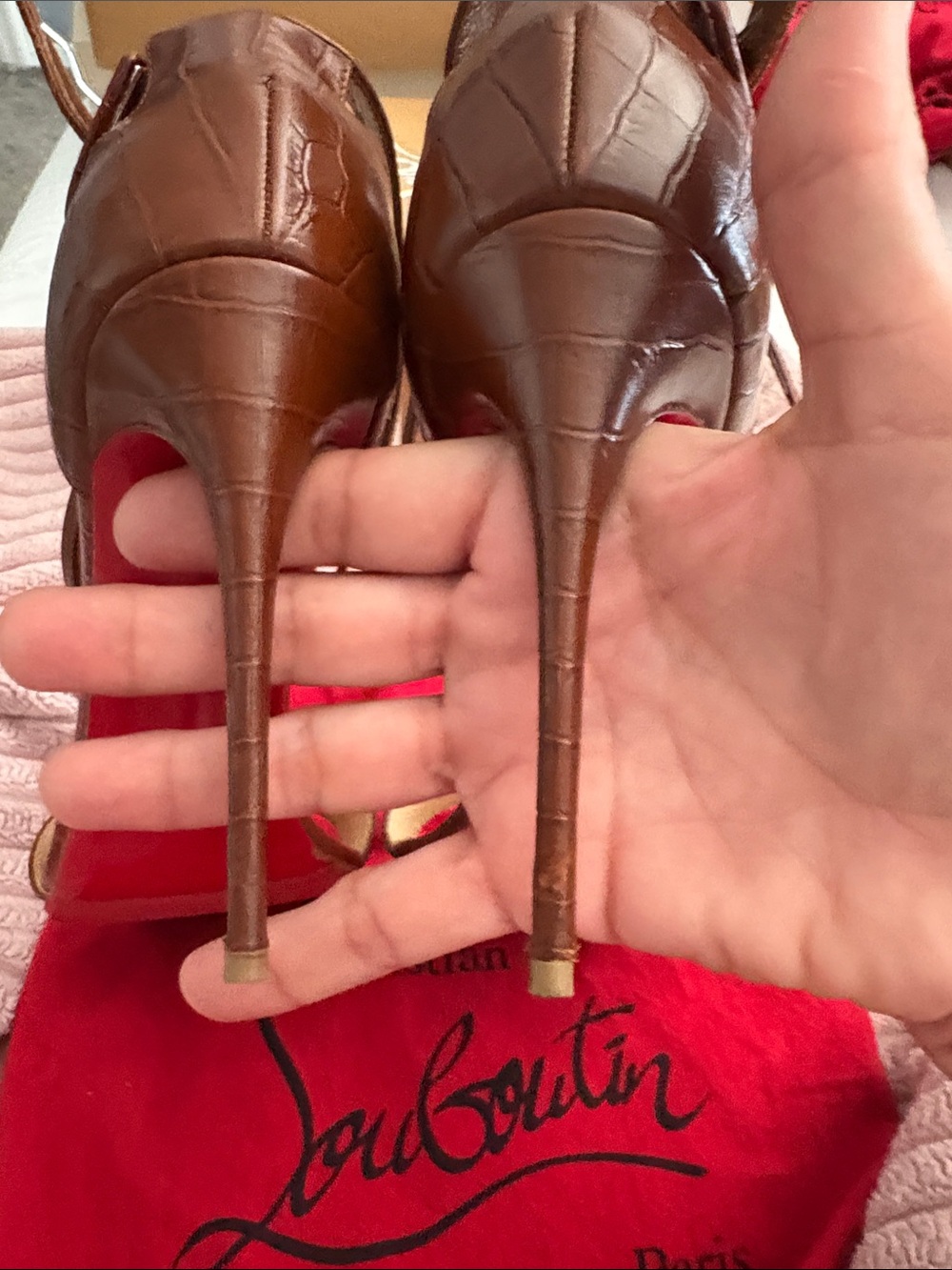 Christian Louboutin CHOCA 100 CALF NIL croc-embossed Heels 39 1/2 heels 4β. - Picture 5 of 11